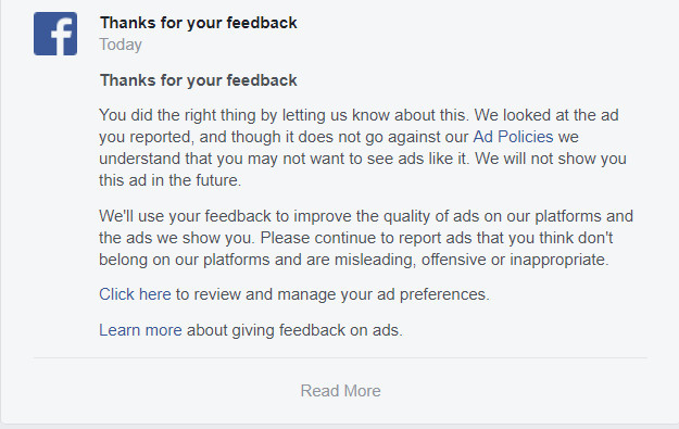 Facebook feedback